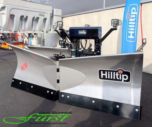 HILLTIP SnowStriker VML LKW V-Pflug in Grau mit LED-Beleuchtung und Elektrohydrauliksystem am Pflug